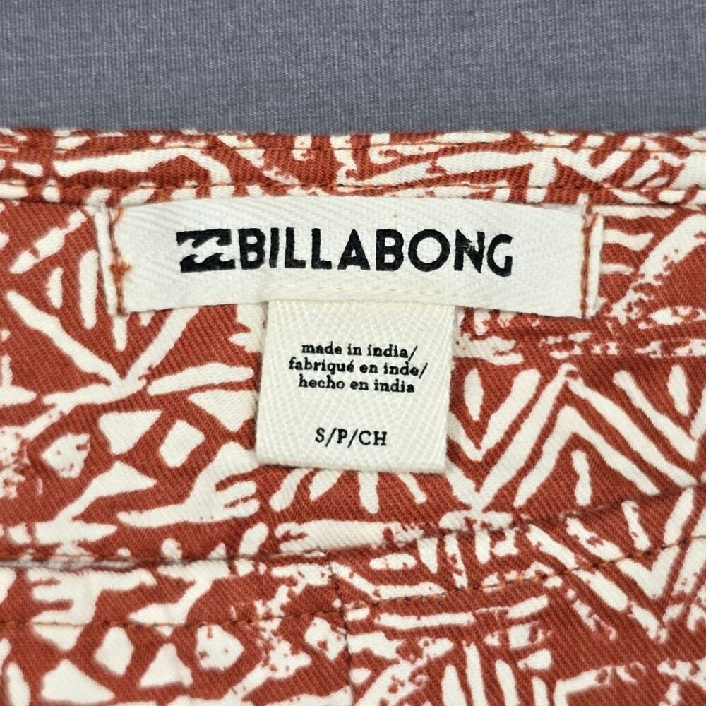 Billabong Womens Rust Red Tribal Print Romper Small Cotton Blend Sleeveless - Picture 2 of 4